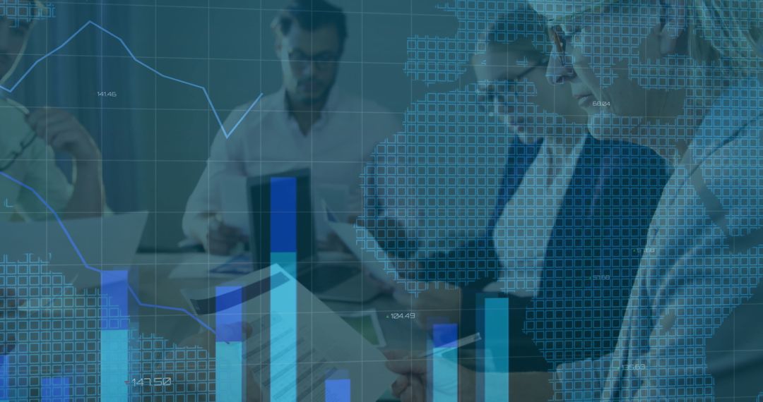 Analytics Team Meeting with Digital Data Synchronization