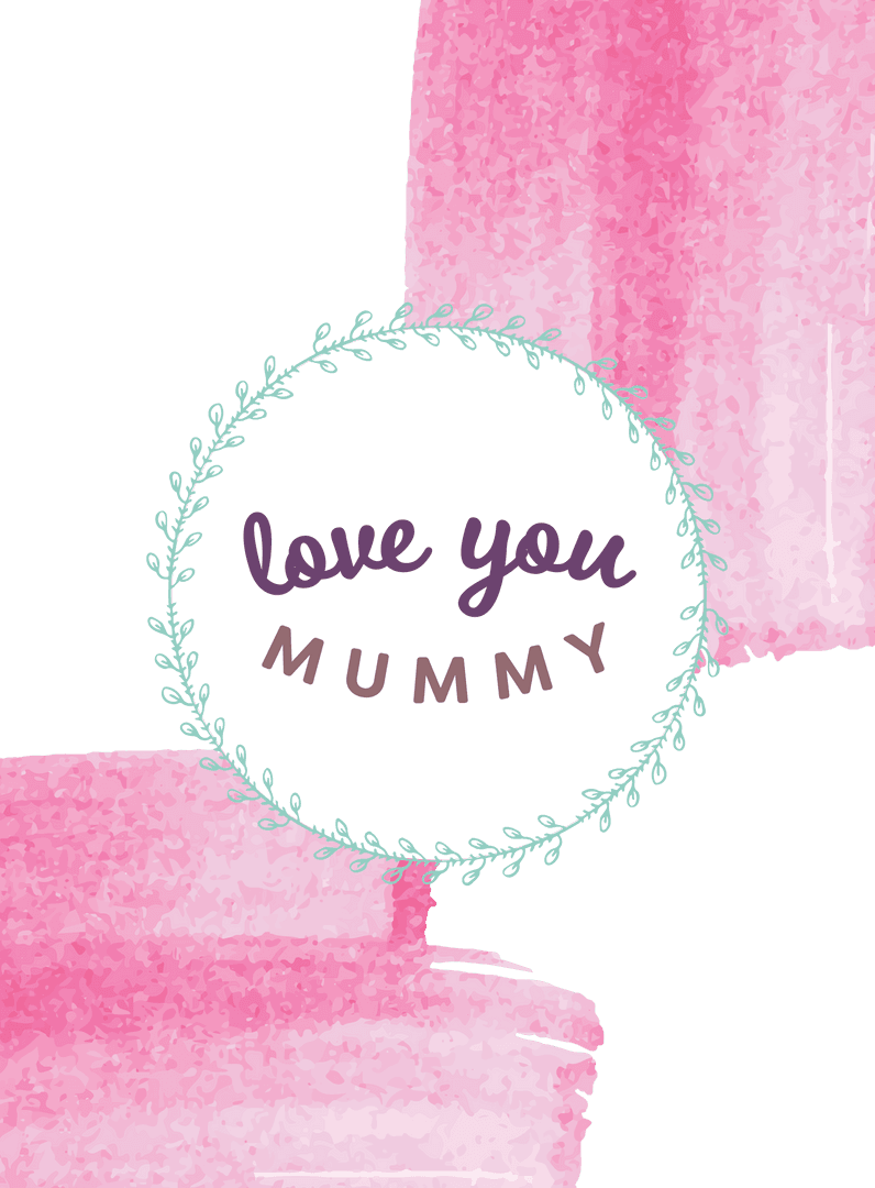 Colorful Mother's Day Card Design with Heartfelt Message on Transparent Background