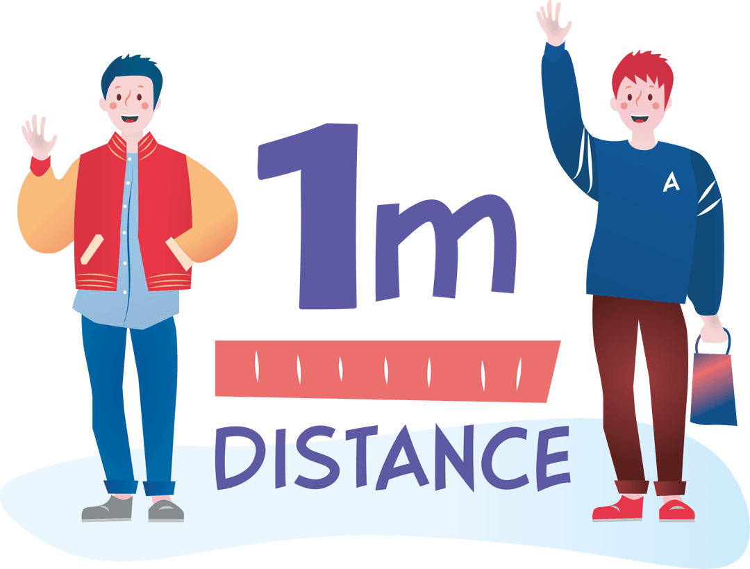 Transparent 1 Meter Distance Graphic with Waving People - Download Free Stock Images Pikwizard.com