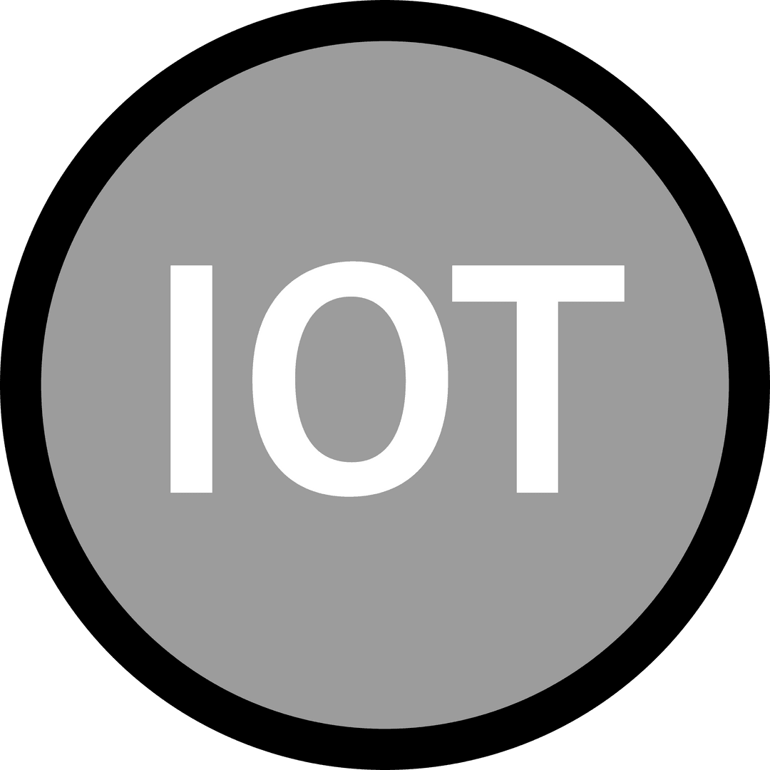 Transparent Digital Illustration of IoT Text Within Gray Circle