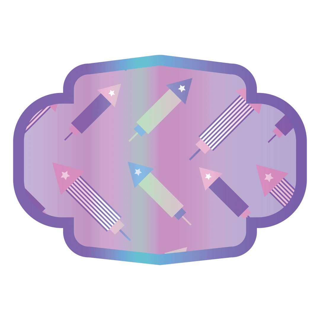 Celebratory Fireworks Badge Illustration on Transparent Background