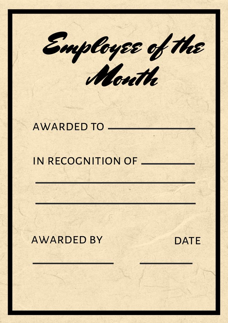 Vintage Employee of the Month Certificate Template with Classic Design - Download Free Stock Templates Pikwizard.com