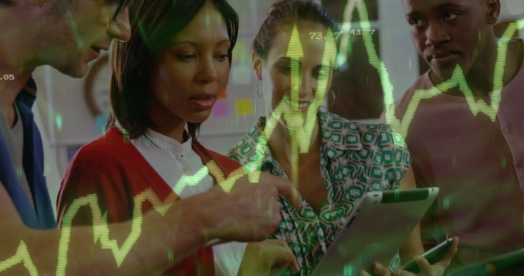 Team Analyzing Stock Market Trends with Technology