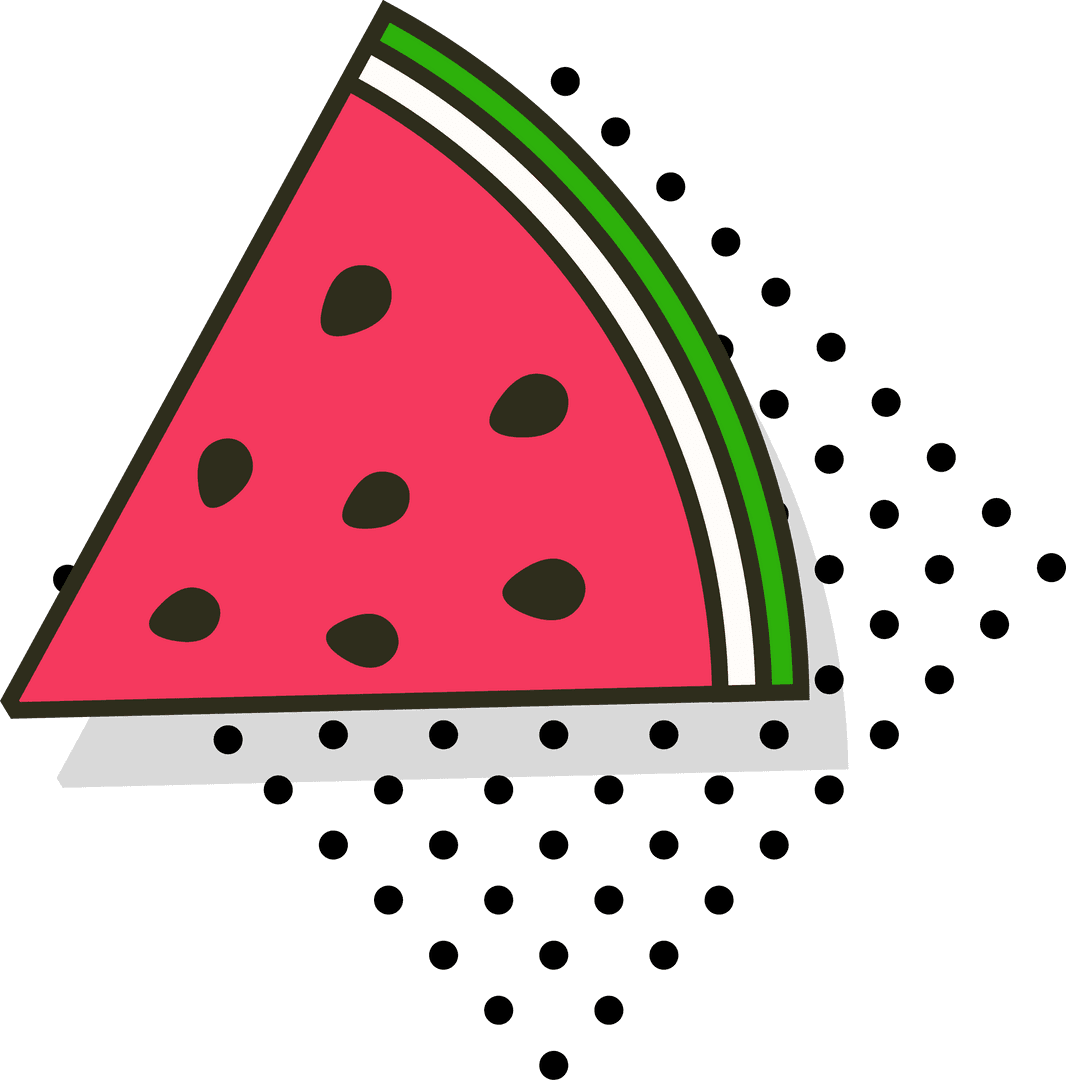 Stylized Watermelon Wedge on Transparent Background with Pop Dots
