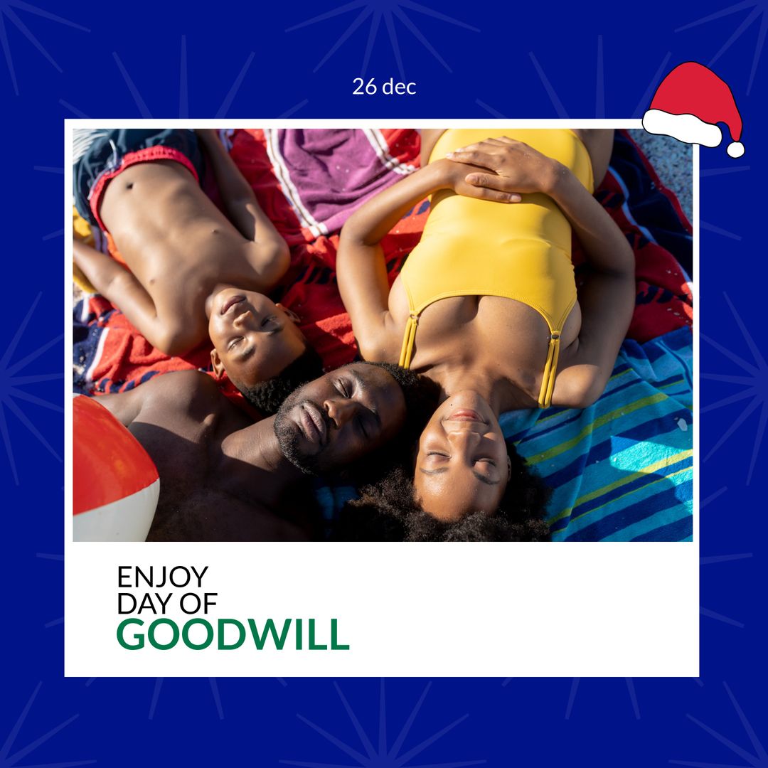 Family Relaxing at Beach on Day of Goodwill