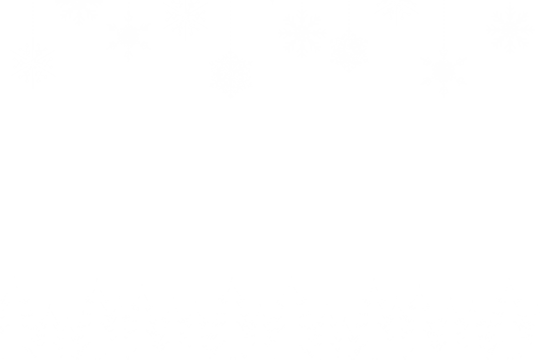 Snowflake Decorations and Christmas Trees on Transparent Background