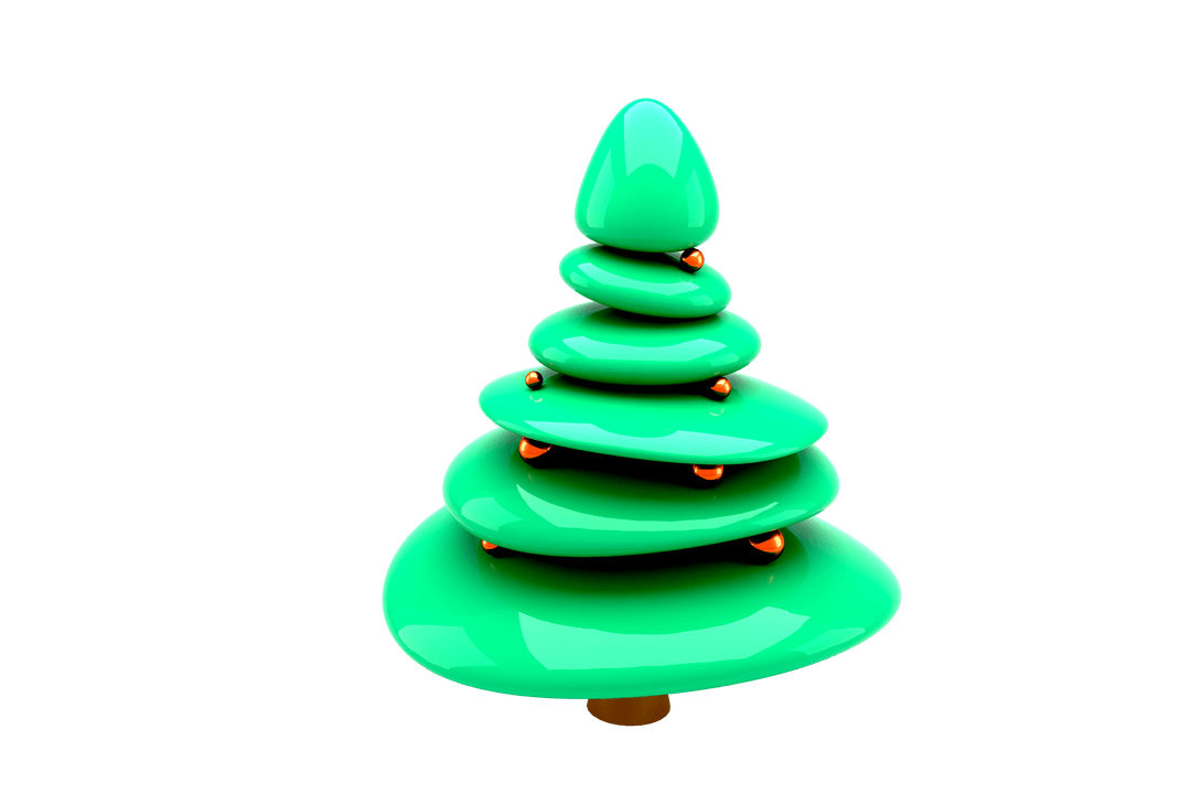 Glossy Green Christmas Tree with Transparent Background