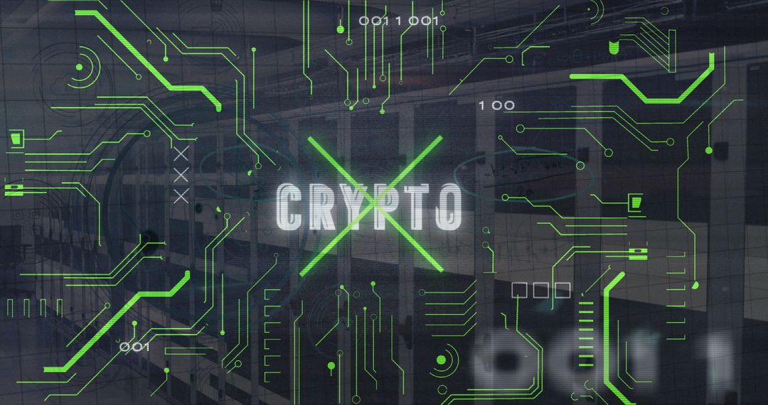 Digital Crypto Circuit Overlapping Server Room Background