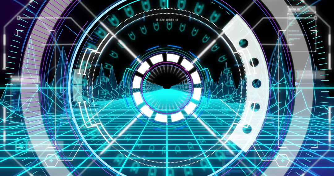 Futuristic Digital Interface with Technology Scanning and Virtual Terrain