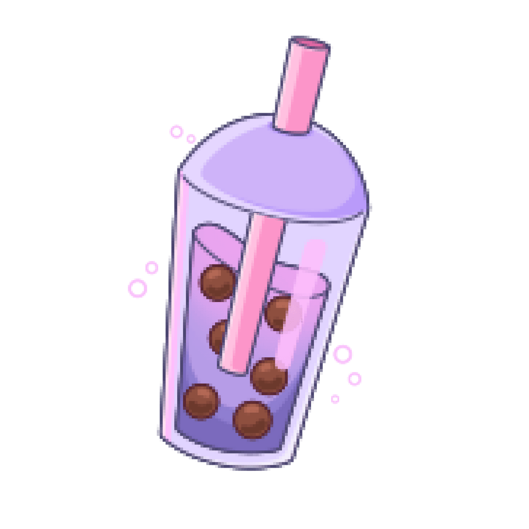 Trendy Bubble Tea with Pink Straw on Transparent Background