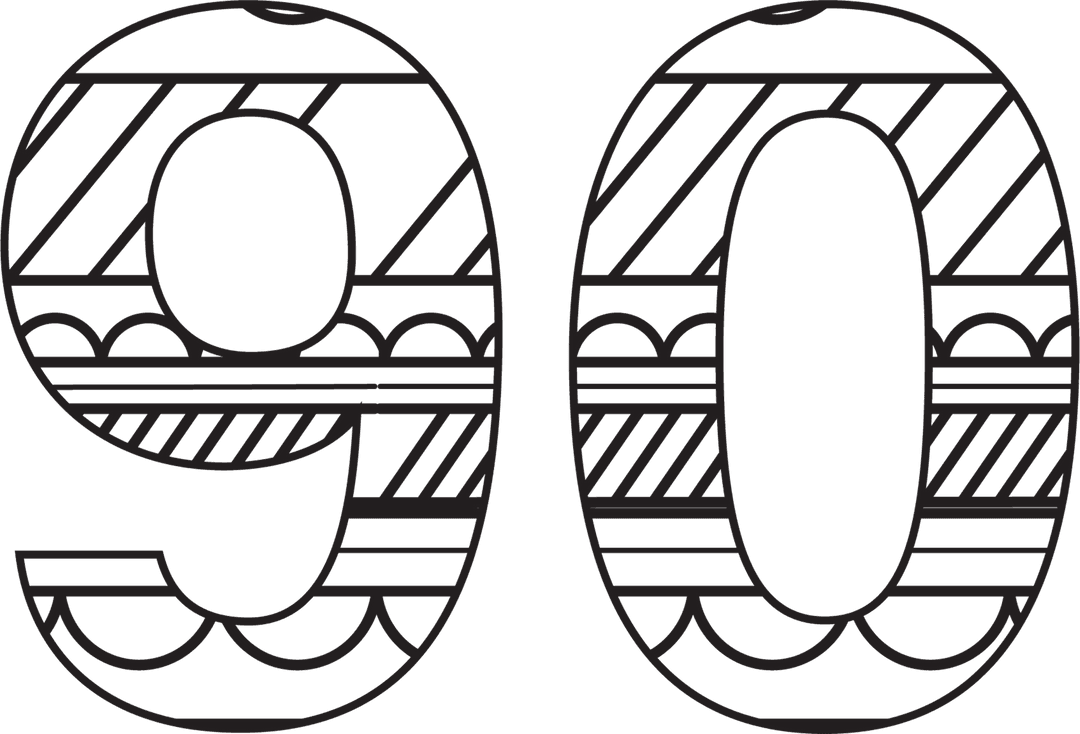 Decorative 90 with Pattern on Transparent Background Celebrates Occasions
