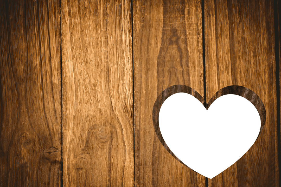 Heart Shape Carved on Wood Texture Background Transparent