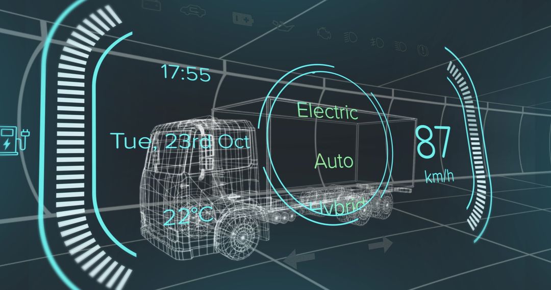 Digital Electric Truck Concept with Battery Level Overlay