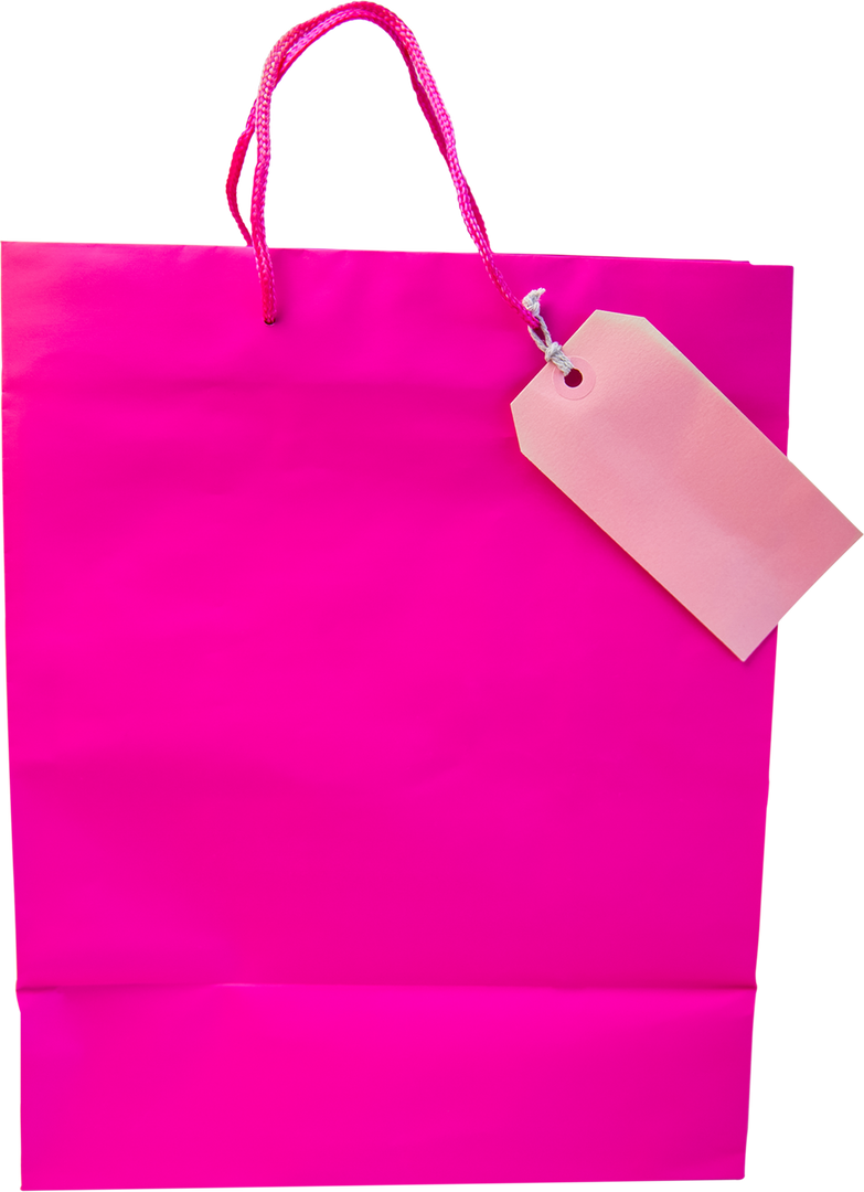 Transparent Pink Shopping Bag with Blank Price Tag Isolated on White - Download Free Stock Images Pikwizard.com