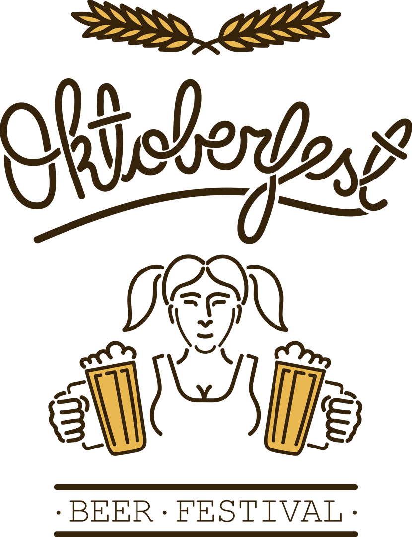 Oktoberfest Beer Festival Logo on Transparent Background