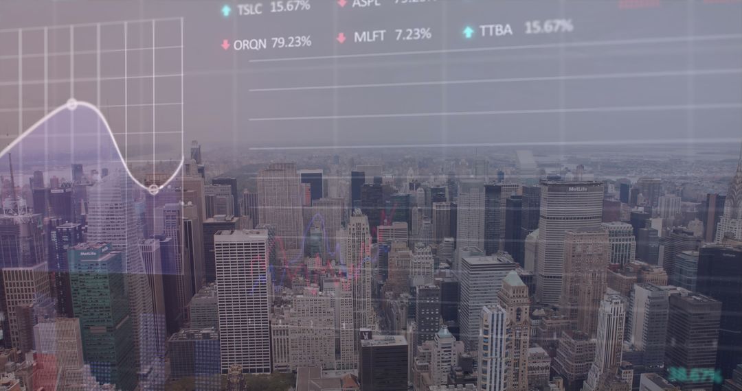 Financial Data Visualization Overlooking Futuristic Cityscape