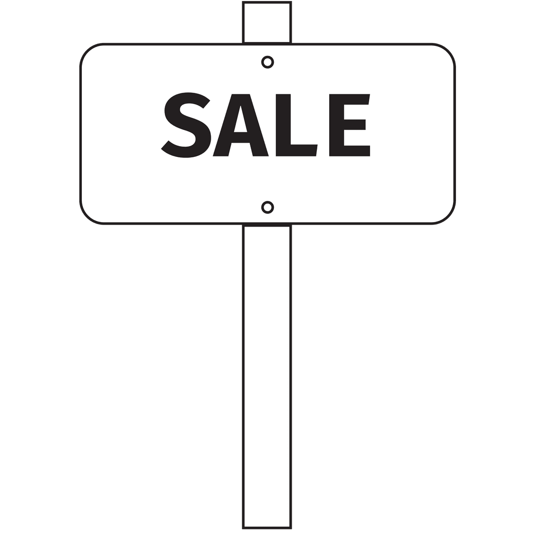 Transparent Sign With Black Sale Text on Display
