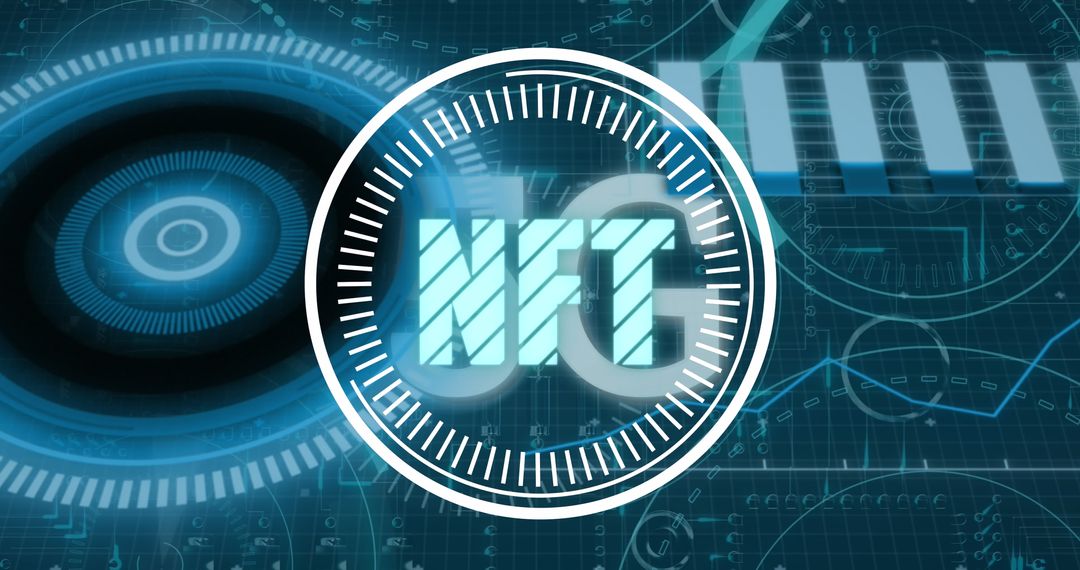 Futuristic NFT Hologram with Digital Interface and Tech Overlay