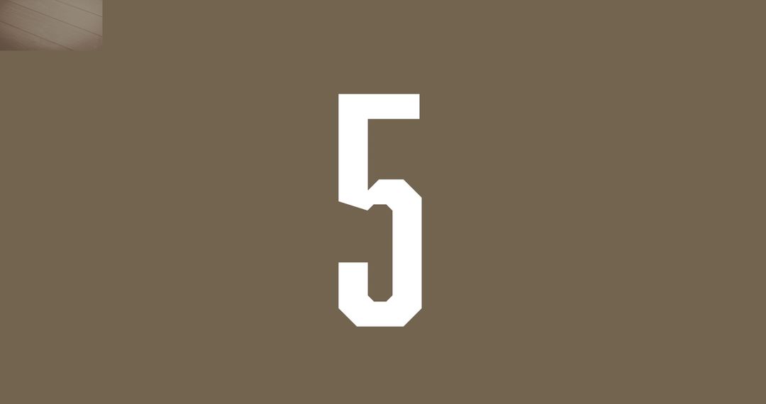 Minimalist Number Five Countdown on Brown Background
