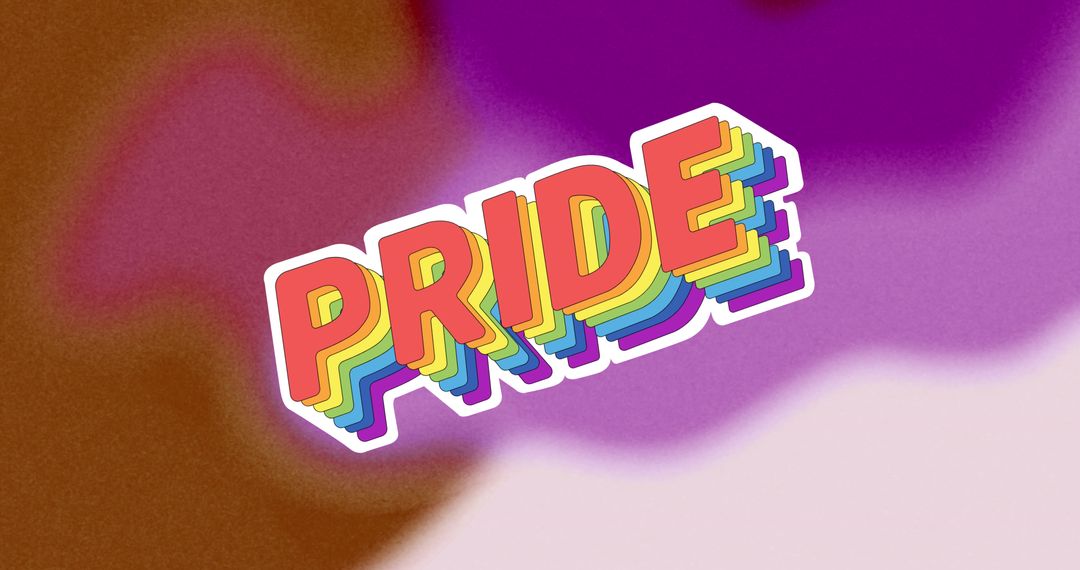 Colorful Pride Text with Rainbow Gradient Background