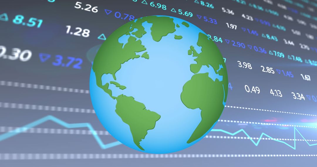 Global Economy Concept with Digital Financial Data and World Map