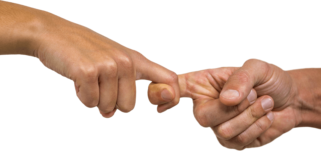 Transparent Two Hands Linking Fingers Isolated White Background