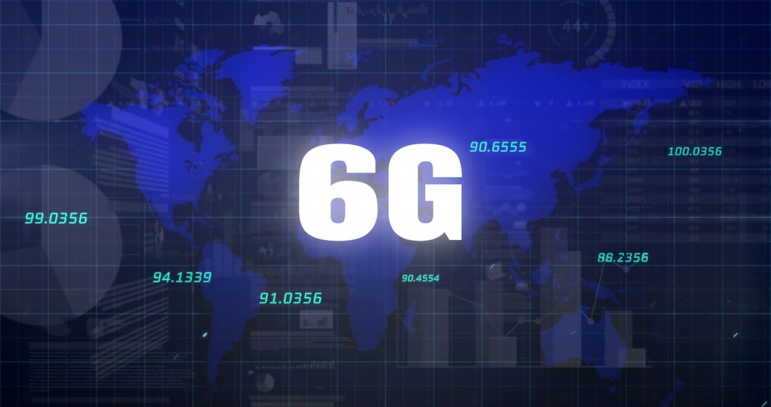 6G Technology Global Network Concept with Digital Map