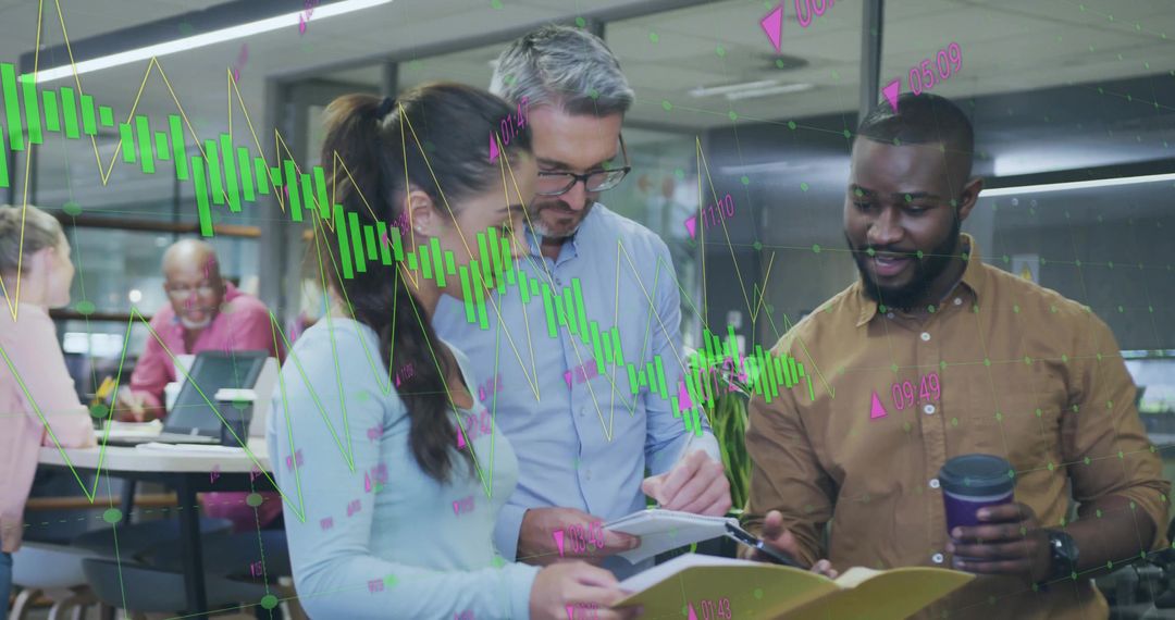 Professionals Discussing Data in Modern Office Environment