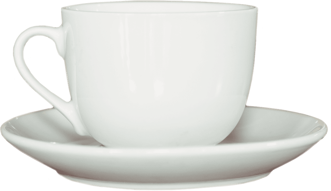 White Ceramic Cup and Saucer on Transparent Background for Design Use
