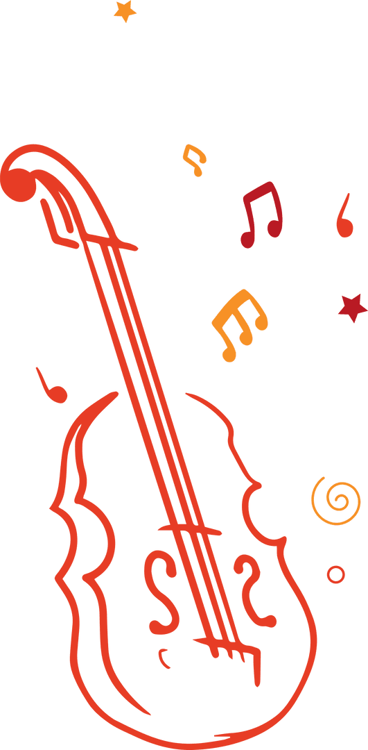 Floating Transparent Violin Illustration with Musical Notes