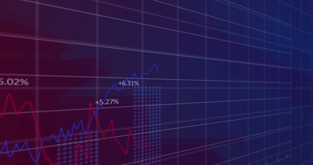 Digital Finance Dashboard with Rising Graph and Percentages