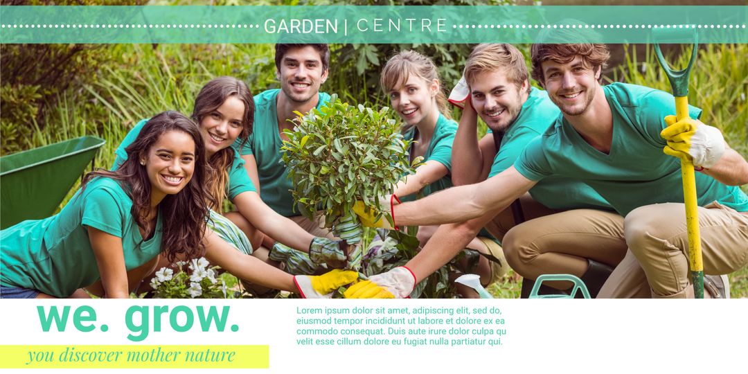 Joyful Volunteers Cultivating Plants in Community Garden