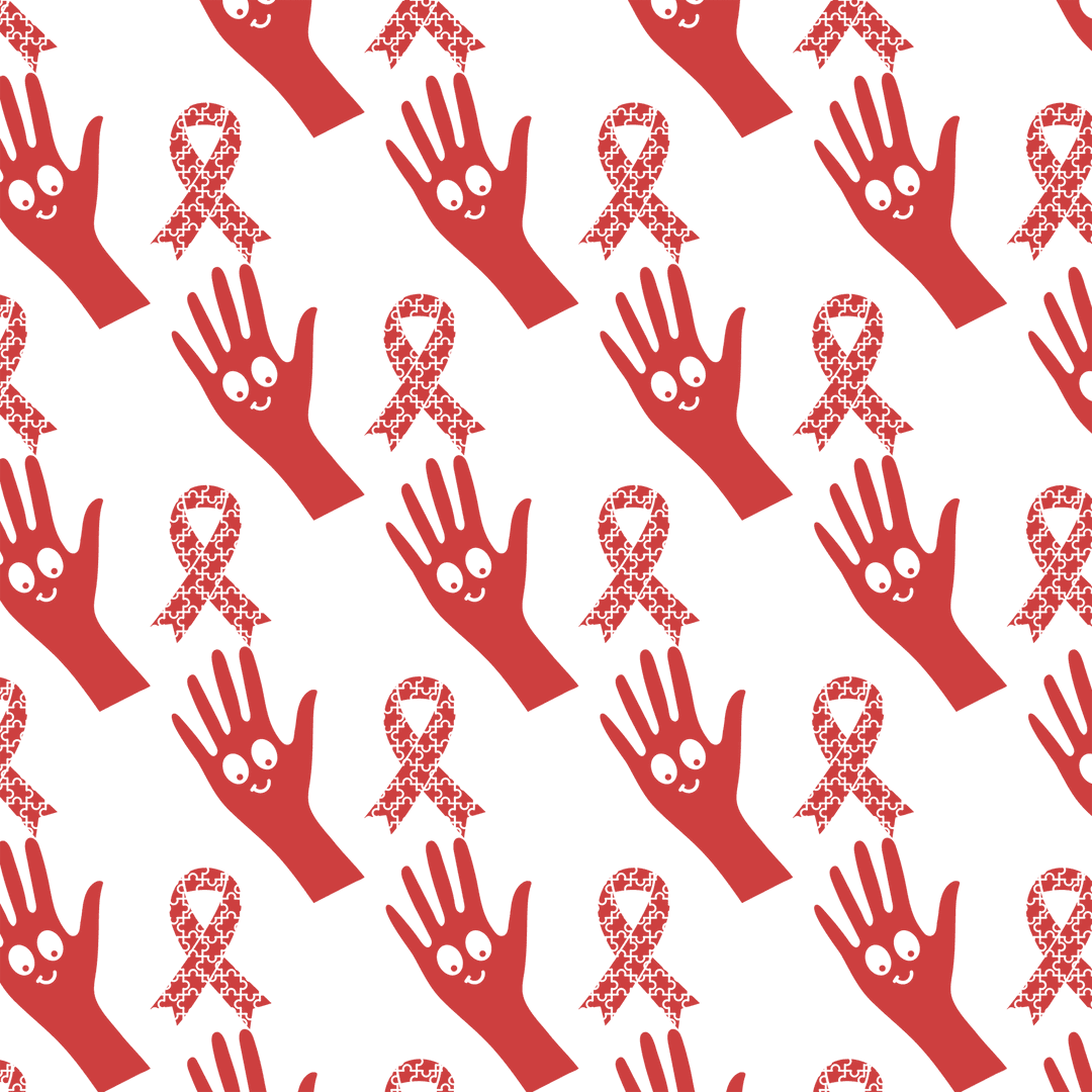 Red Smiling Hands and Ribbons on Transparent Background