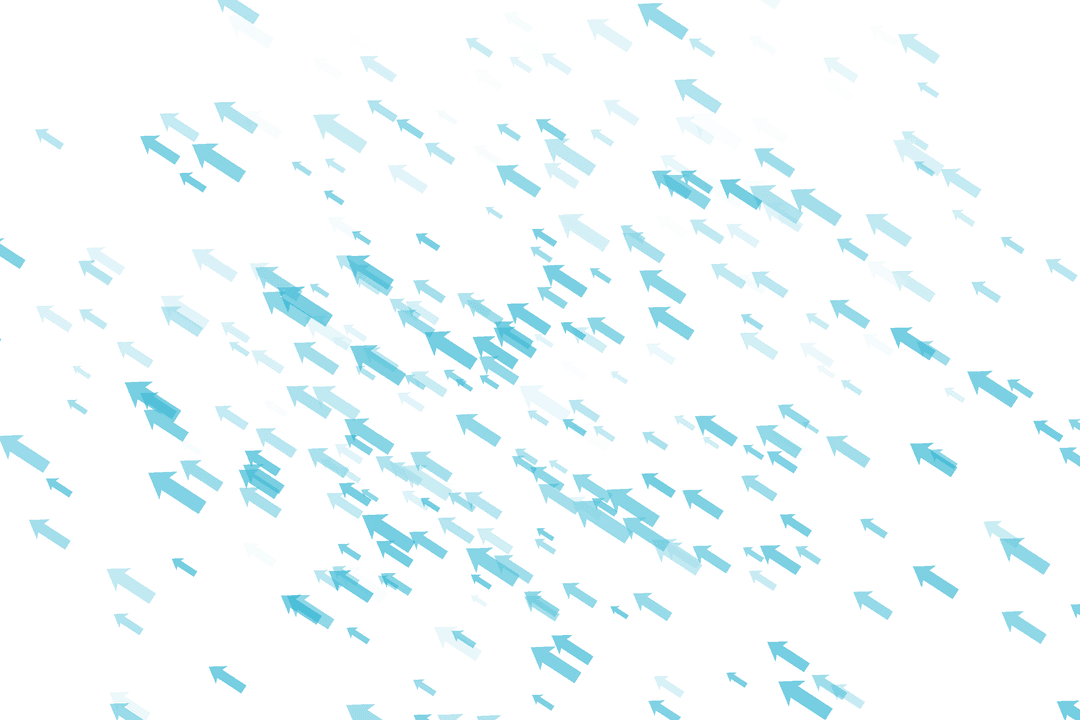 Blue Arrows on Transparent Background Reflecting Goal Pursuit