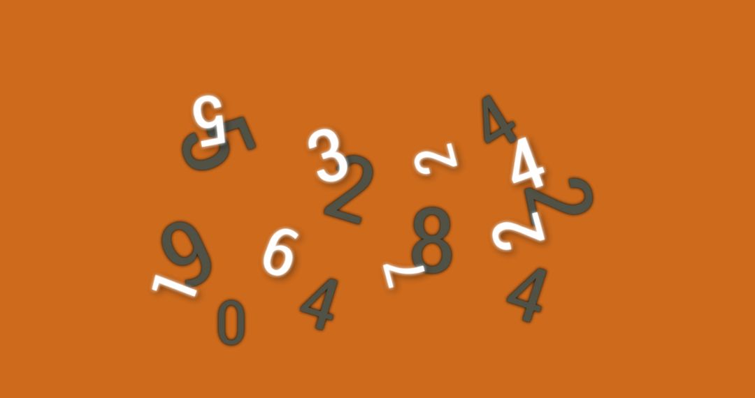 Grey and White Floating Numbers on Orange Background