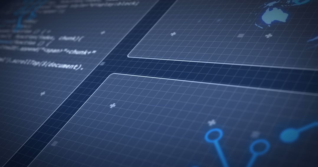 Futuristic Digital Interface with Globe and Data Processing Elements