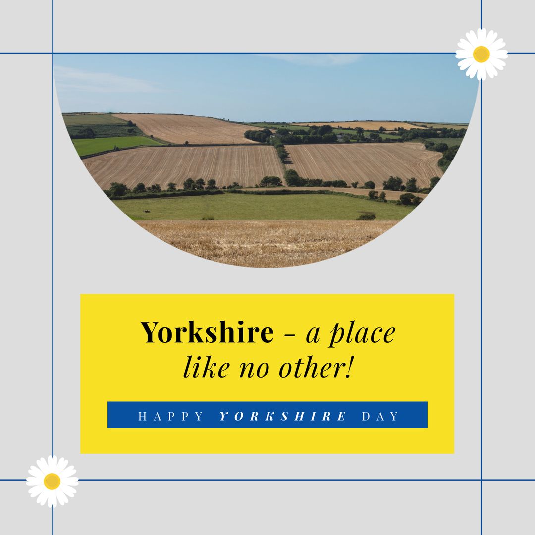 Scenic Landscape Celebrating Yorkshire Day Grazing Fields Panorama