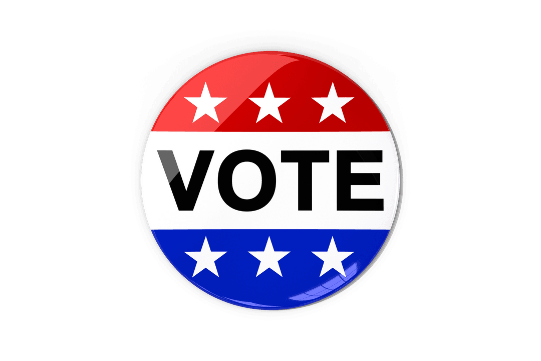 Transparent Vote Button with Stars and Stripes Design