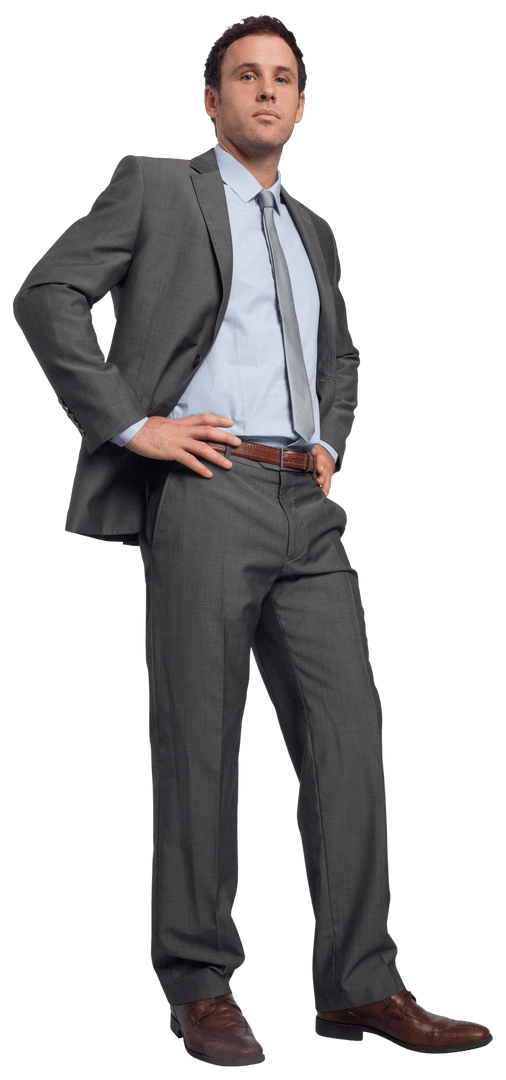 Confident Businessman Posing With Hands on Hips Transparent Background