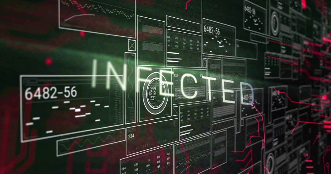 Holographic Interface Shows Cybersecurity INFECTED Alert with Network Traces