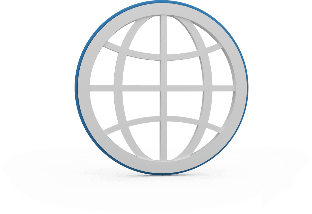 Transparent 3D Globe Icon with Blue Accent Edges