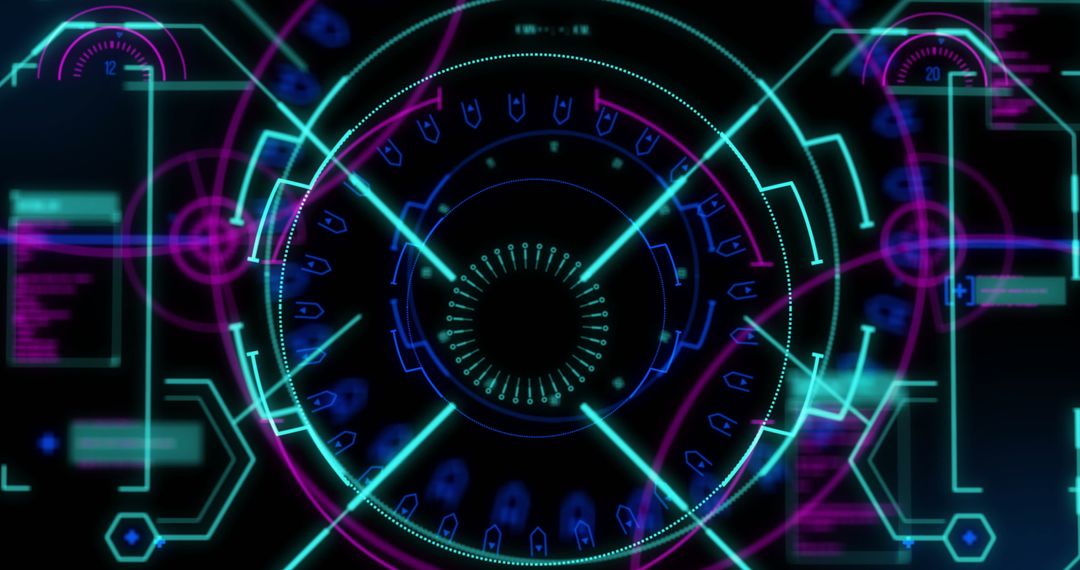 Futuristic Scope Interface with Vibrant Digital Data Elements