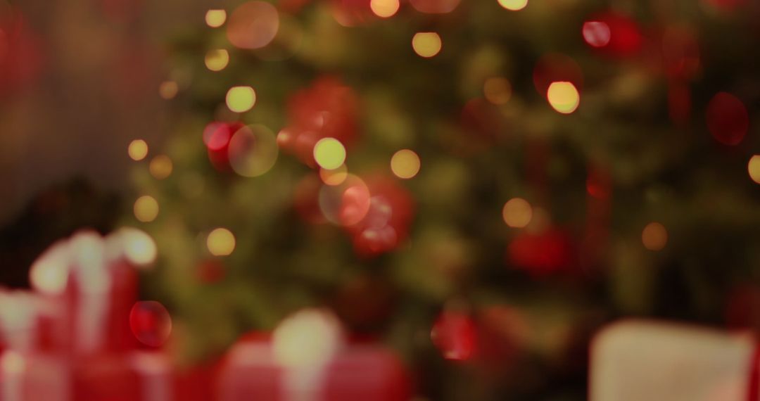 Blurry Christmas Tree with Warm Festive Lights