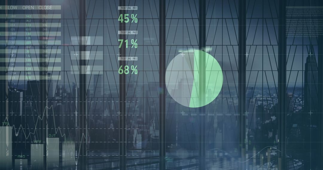 Modern Business Professionals with Financial Data Overlay