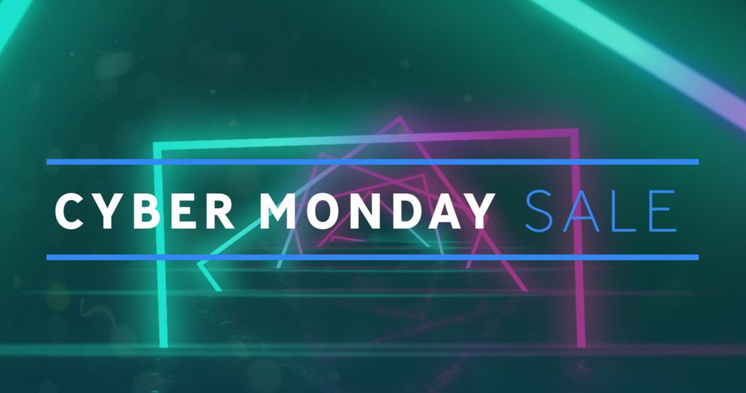Cyber Monday Sale with Neon Glowing Lines Background