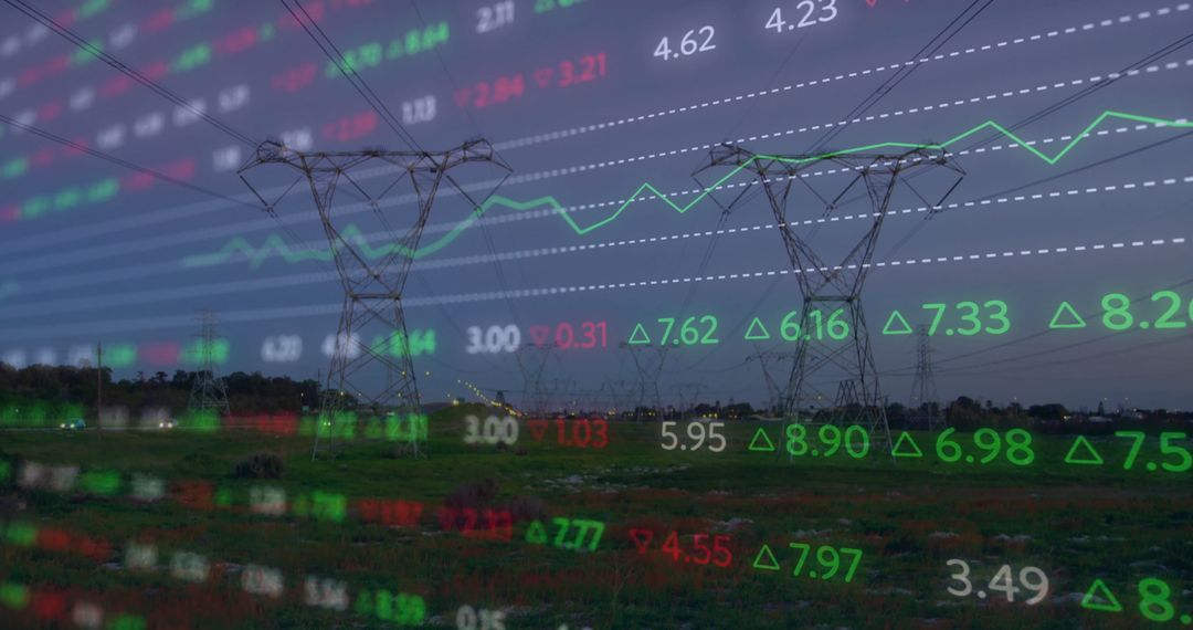 Electric Power Lines with Stock Market Analytics Overlay