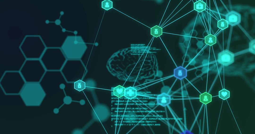 Connected Network with Medical and Data Icons