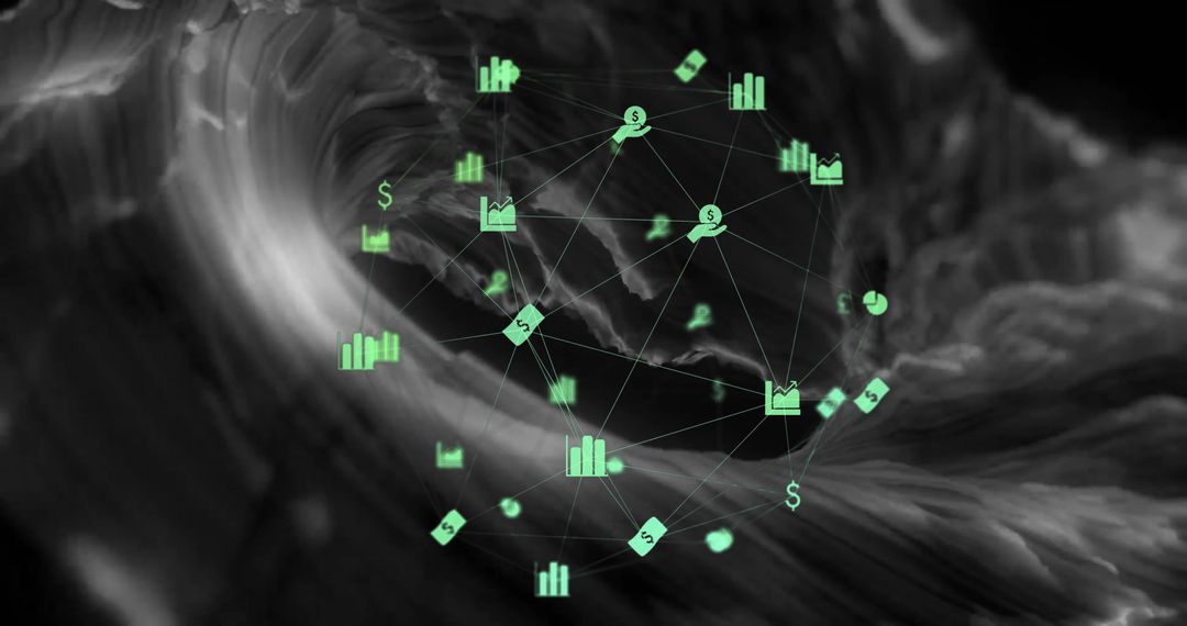 Abstract Digital Interface with Connected Data Icons