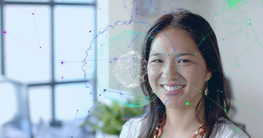 Professional Woman Embracing Digital Connectivity Innovation