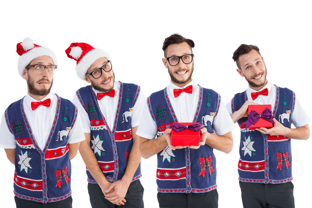 Transparent Multitude of Holiday Attire with Festive Gesture